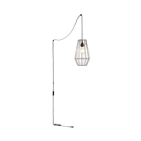 Lampa wisząca Endorfina 1xE27 Max.60W Czarny kabel metalowy/czarna tkanina 3474104