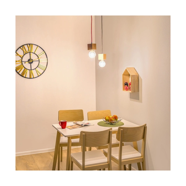 Kwadratowa Lampa Wisząca Trongo 1xE27 Max.60W Dąb Olejowany/Antracyt Kabel Tkaninowy 7161174