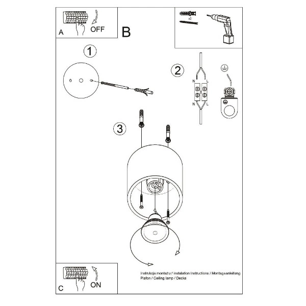 Plafon Sollux ORBIS 1 Czarny 12W LED, SL.0016