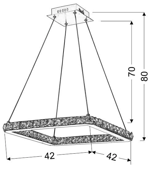 Lampa wisząca LORDS kwadrat, 31-34854, chrom, 24W LED, barwa zimna 6200-6500K