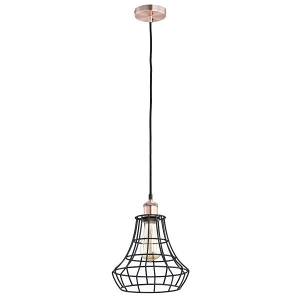 Druciana lampa kratka SOLIX czarny/miedź śr. 17,5cm