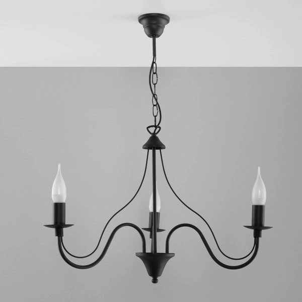 Żyrandol Sollux MINERWA 3 Stal, Czarny, E14, 3 X 12W LED, sl.0217