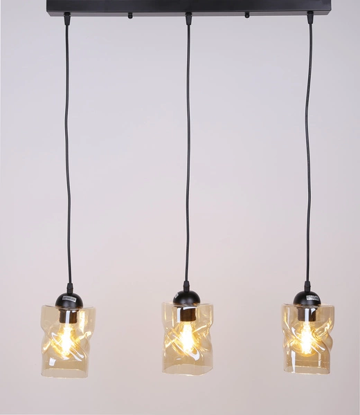 Lampa wisząca FELIS, 33-00187, czarny/bursztynowy, 3x60W E27