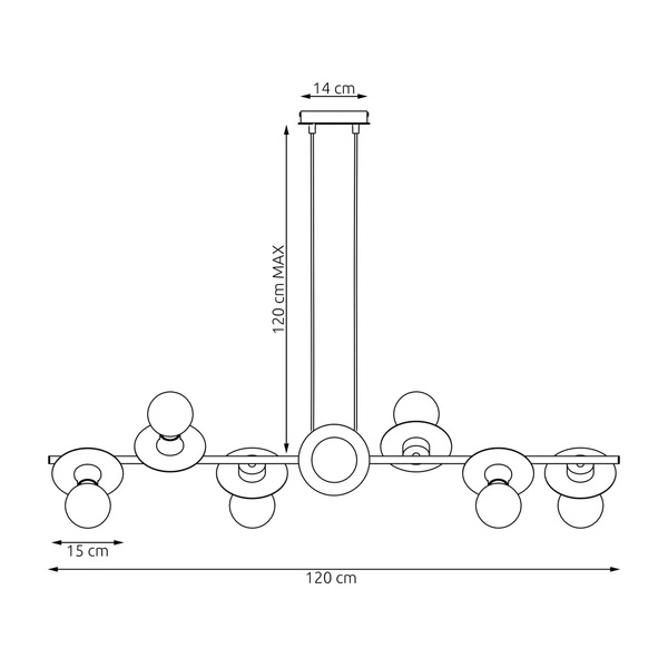 Lampa wisząca Emibig TOKEN 8 BL WOOD 1429/8