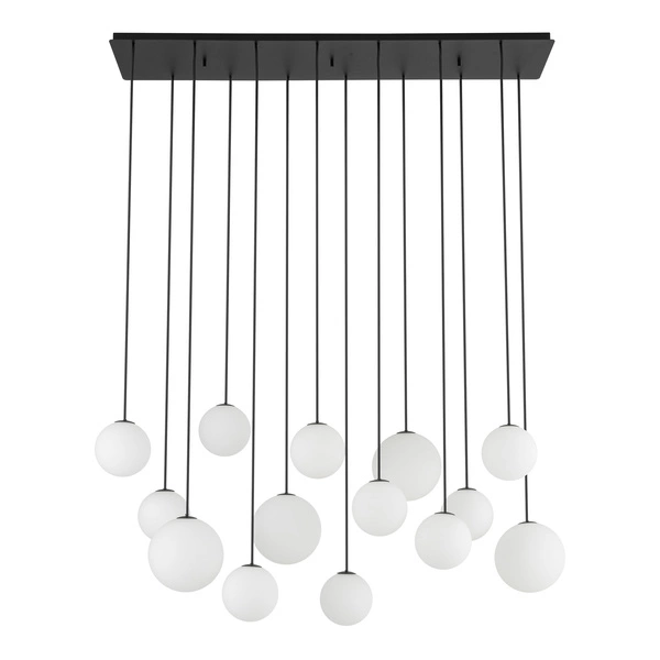 Lampa wisząca SNOWBALL XIV wys.130cm dług.100cm szer.34cm 14xG9 IP20 | Czarny/Biały