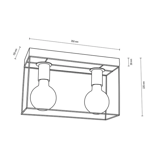 Betonowa Lampa Sufitowa Gretter 2xE27 Max.60W Szary Beton/Czarny Metal 919408236