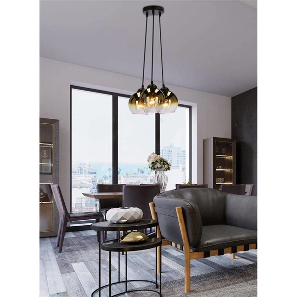 Lampa wisząca NUBIA, 33-16416, czarny/złoty/transparentny, 3x60W E27