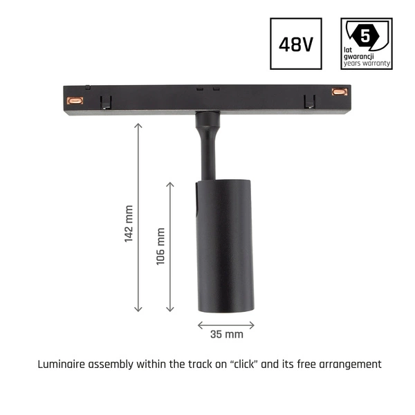 Oprawa szynoprzewodu SHIFT SPOT S 14cm 6W biała ciepła | czarny