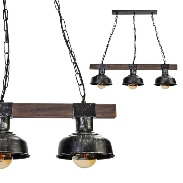 Lampa wisząca FARO BLACK / WOOD 3xE27 60W MLP6243