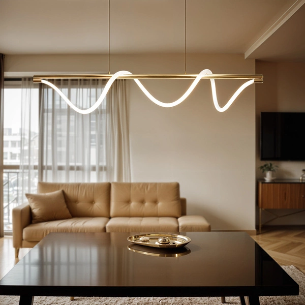 Lampa wisząca Serpente DDXZ004 GŁADKI 120cm LED 55W CCT + pilot | złoty