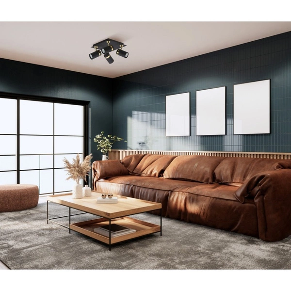 Reflektor sufitowy Verano dł. 22cm 3xGU10 | czarny/złoty chrom