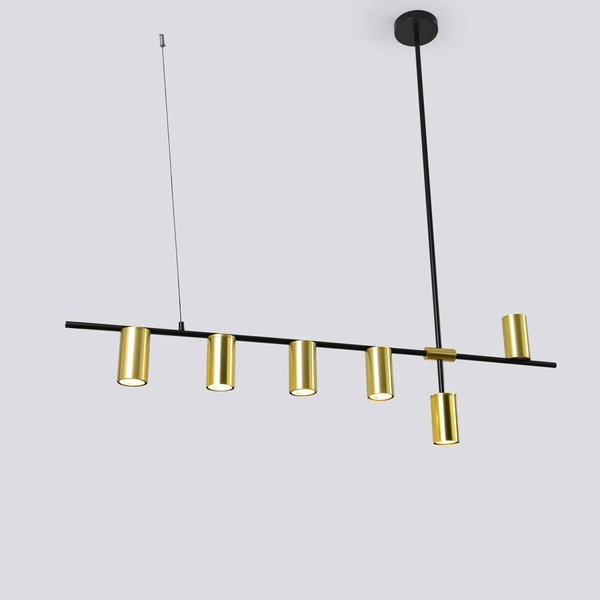Nowoczesna lampa wisząca ARIZONA 6, czarny/złoty, 6x40W GU10