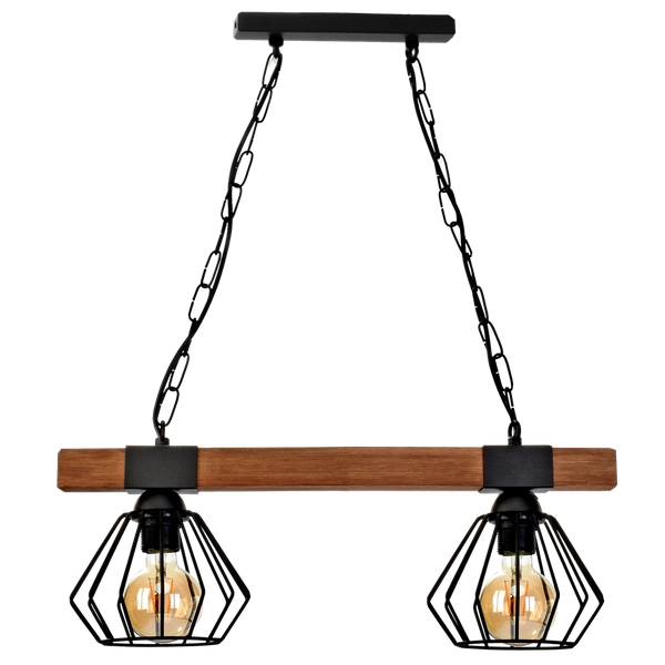 Industrialna lampa wisząca ULF BLACK / WOOD 2xE27 60W MLP6192