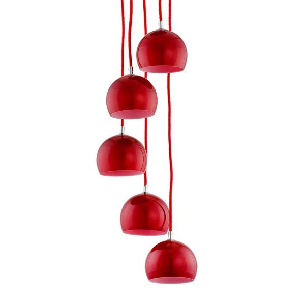 Lampa wisząca zwis WATERFALL czerwona śr. 28cm