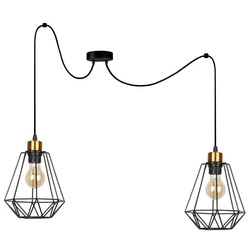 Lampa wisząca pająk PRIMO, 32-00286, czarny/złoty, 2x60W E27
