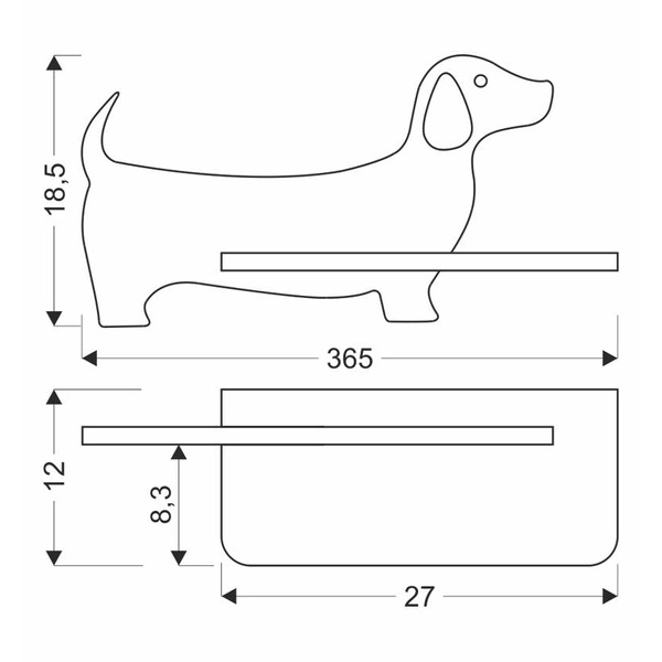 Kinkiet IQ KIDS DOG z półką, 21-00989, różowy, 5W LED, 4000K