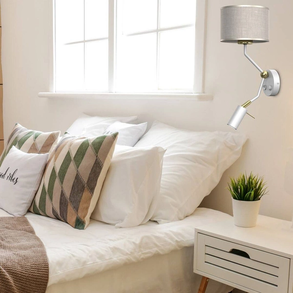 Kinkiet LINO, MLP7494, biały/szary, 1x60W E27 + 1x8W mini GU10