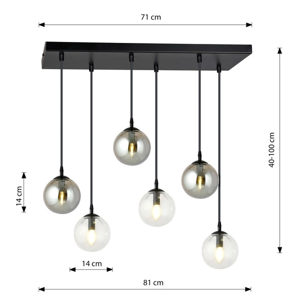 Lampa wisząca Emibig COSMO 6 BL MIX2 714/6M2