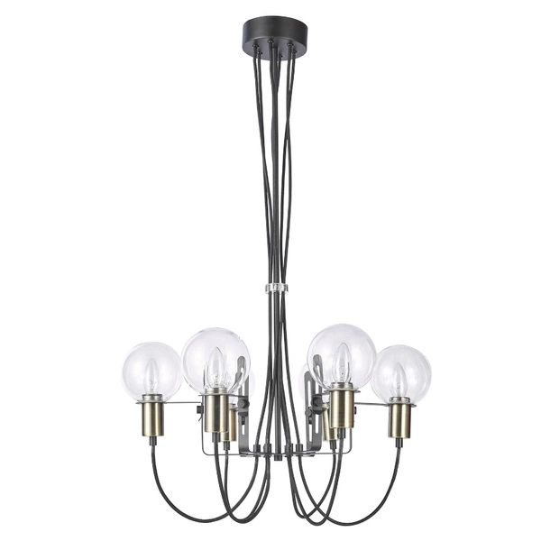Lampa wisząca GIANNI śr. 61cm 6xE14 | czarny/brąz antyczny/transparentny