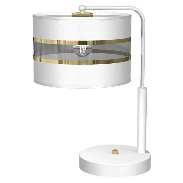 Lampka stołowa ULTIMO WHITE, MLP7354, biały/transparentny/złoty, 1x60W E27