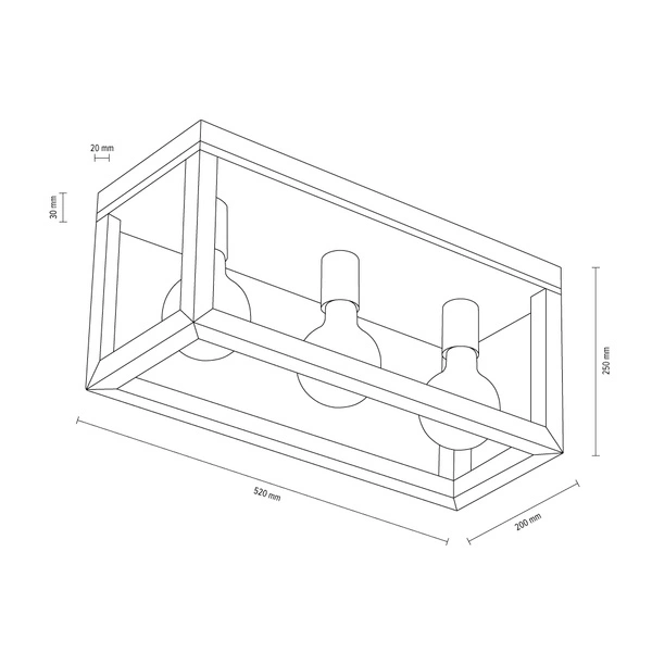 Kago Lampa Sufitowa 3xE27 Max.60W Dąb Olejowany/Chrom 9158374