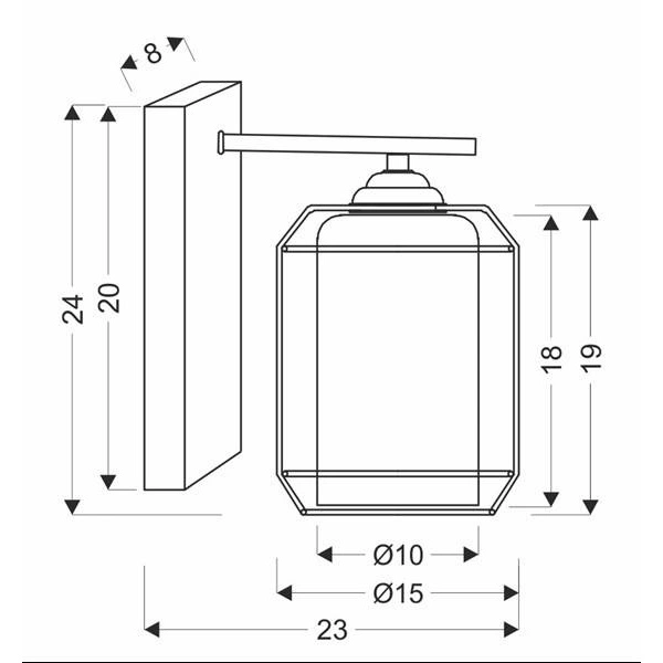 Kinkiet JONERA, P20, 21-10186, czarny/dymiony, 1x40W E27