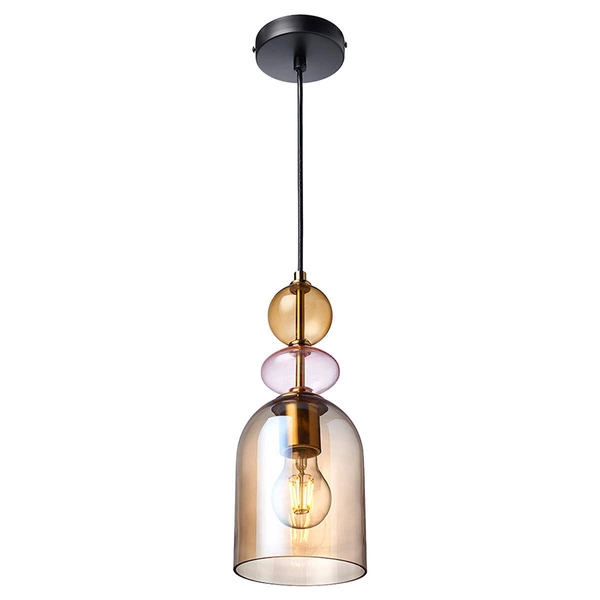 Lampa wisząca Tropea 1xE27 bursztynowa, średnia LP-2004/1P M AM