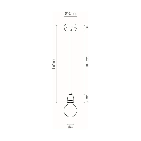 Lampa Wisząca Porcia 1xE27 Maks. 60W Biały Metal/Biała Ceramika/Antracytowy Kabel Tkaninowy 9181102