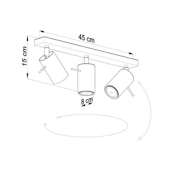 Plafon RING 3 punktowy Stal kolor szarym 40W, SL.0451