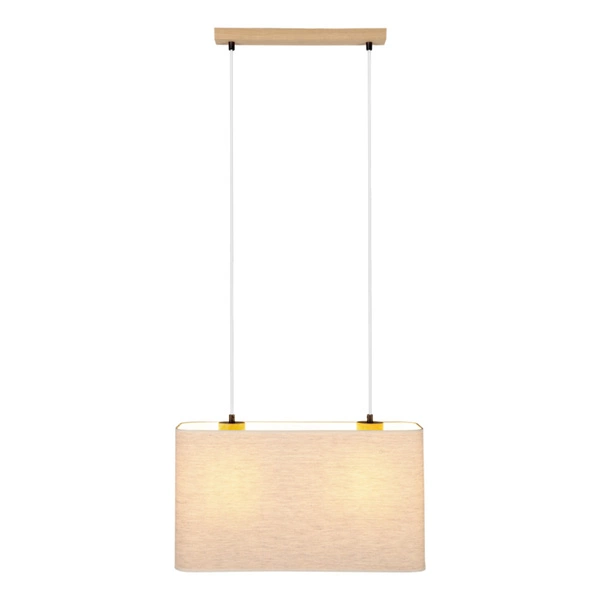 Boho Lampa Wisząca 2xE27 Max.40W Dąb Olejowany/Transparentny PVC/Beżowy 872910274