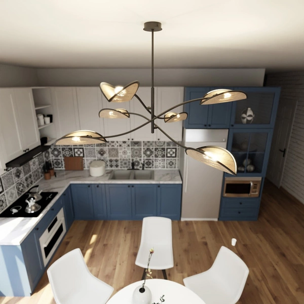 Lampa sufitowa Emibig LOTUS 6 Czarny/RATTAN 1108/6