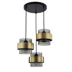 Lampa wisząca Miele 3, czarny/dymiony/złoty, 3x40W E27