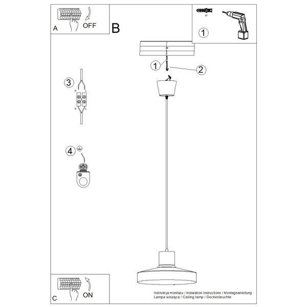 Lampa wisząca BILO ochra czerwona