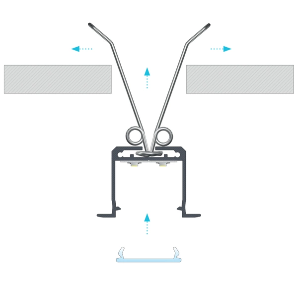 PROFIL ALUMINIOWY SREBRNY TYP K 2m + KLOSZ MLECZNY, SPRĘŻYNA MONTAŻOWA