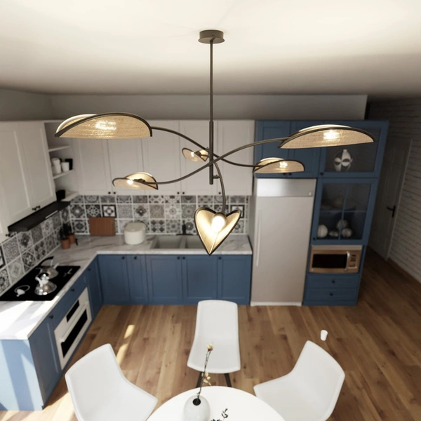 Lampa sufitowa Emibig LOTUS 6 Czarny/RATTAN 1108/6