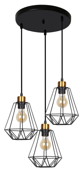 Lampa wisząca PRIMO, 33-06172, czarny/złoty, 3x60W E27
