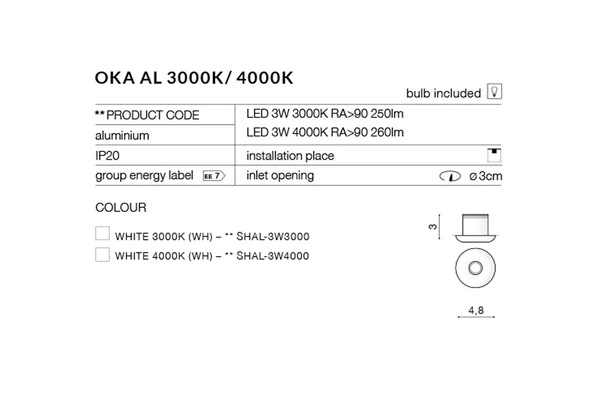 Azzardo OKA AL 4000K WH 2233