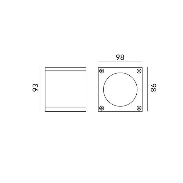 Spot kwadrat zewnętrzny nad wejście QUAZAR 17 SZARA