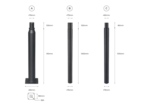 Składany maszt pod latarnię latarnia słup oświetleniowy składany 4m czarny PRIME