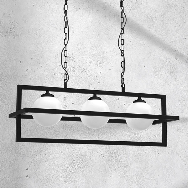 Lampa wisząca DIEGO, MLP8569, czarna z białymi kloszami, 3x40W E14