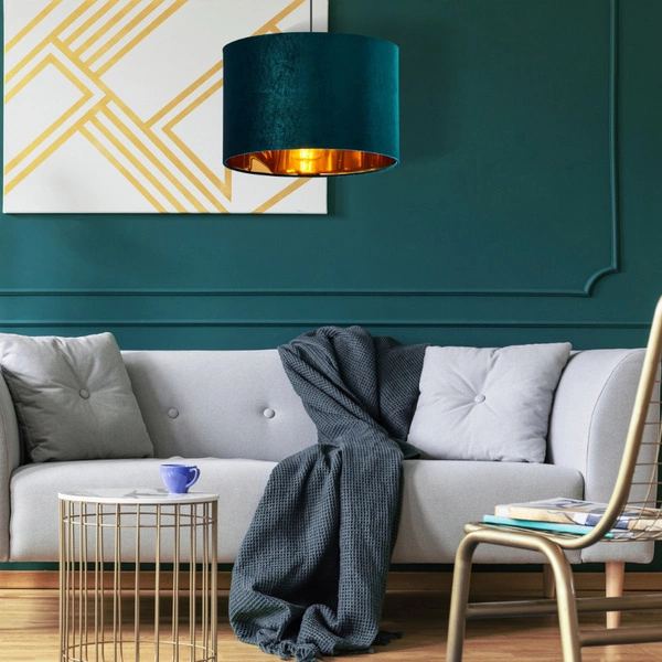 Lampa wisząca welurowa TERCINO GREEN śr. 38cm | zielony 6169