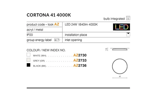 Azzardo CORTONA 41 3000K BLACK 2737