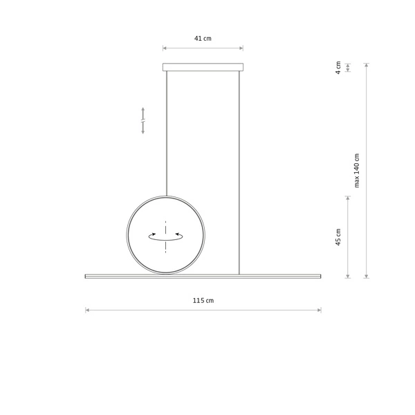 Lampa wisząca LINEO LED 39W 3000K 2100lm wys.140cm dług.115cm | Biały 11885