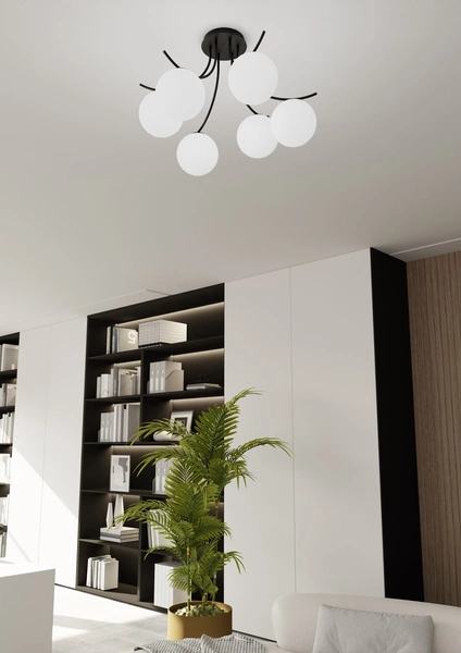 Lampa sufitowa Emibig BOSTON 6 Czarny/OPAL 1109/6