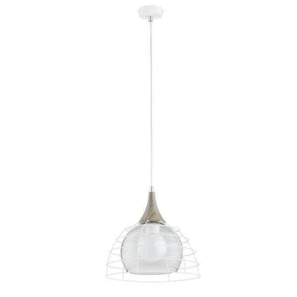 Lampa sufitowa szklana metalowy klosz IDAGO WHITE 122 śr. 30cm | biały