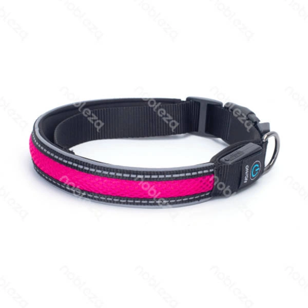 Świecąca obroża typ.B LED dla psa USB dł. 51-61cm | różowy