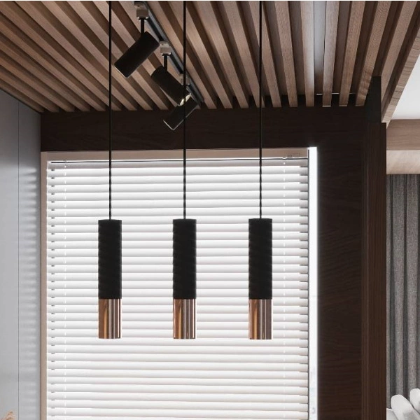 Lampa wisząca LOOPEZ 3P czarny/miedź SL.0949