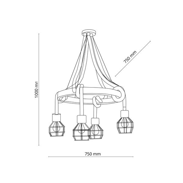 MOLINO BLACK LAMPA WISZĄCA 4XE27