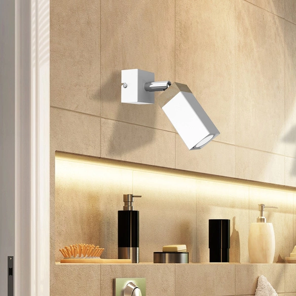 Kinkiet SOLO SAWN WHITE / PATINATED WOOD 1x mini GU10