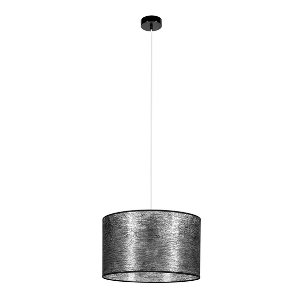 Lampa Wisząca Nevoa 1xE27 Max.60W Czarny Metal/Przezroczysty Kabel PCV/Klosz z Czarnej Tkaniny 154920104